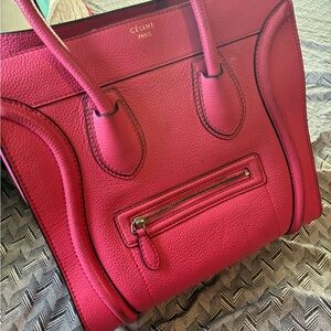 Celine Fuchsia Leather Tote Bag